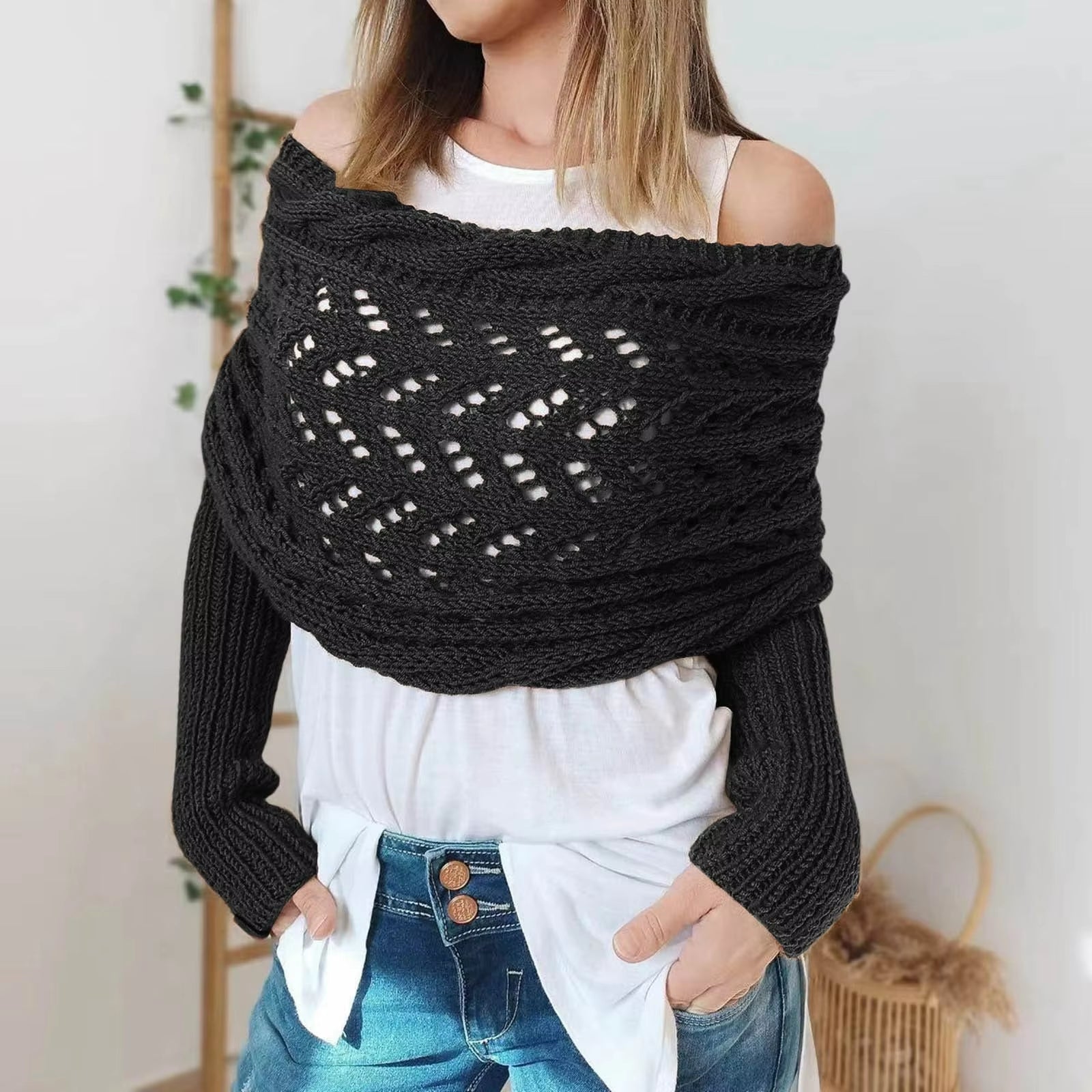 Winter Women'S Knitted Shawl